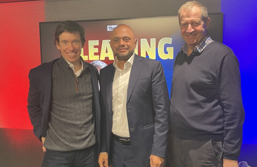 Sir Sajid Javid, Alastair Campbell and Rory Stewart 